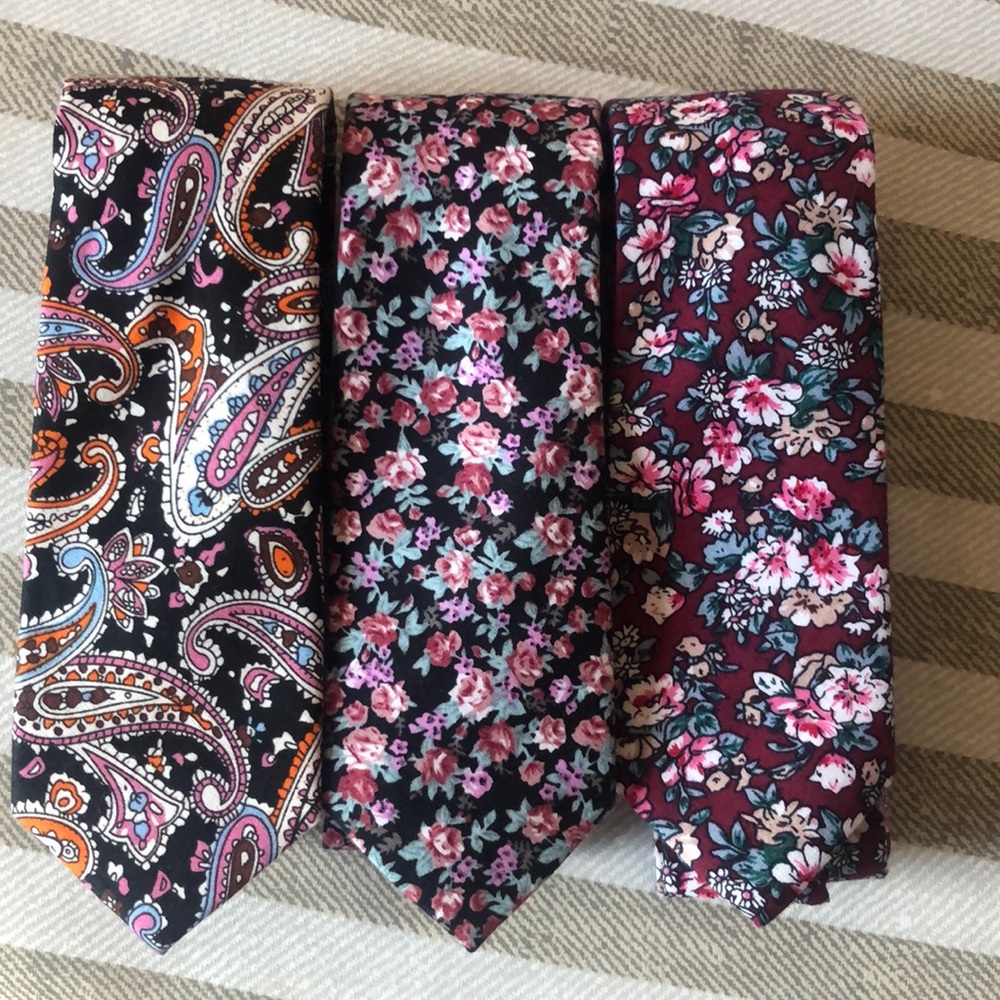 set of 3 skinny neck ties